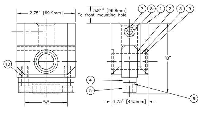Model 751KFL Adapter dimensions
