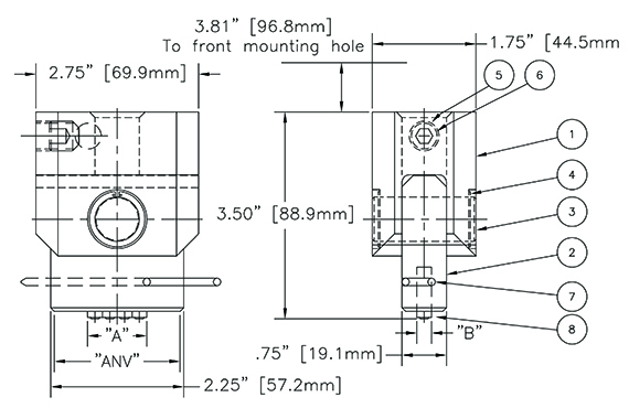 Model 751KFL Holder dimensions